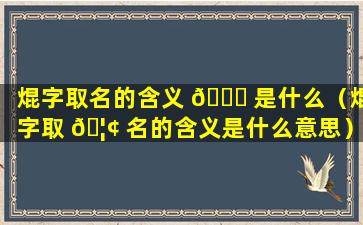 焜字取名的含义 🐝 是什么（焜字取 🦢 名的含义是什么意思）